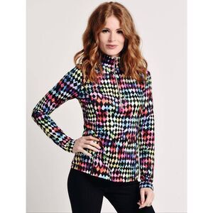 Snoskins woman’s XL micro fiber multicolor 1/4 zip ski base layer snow top